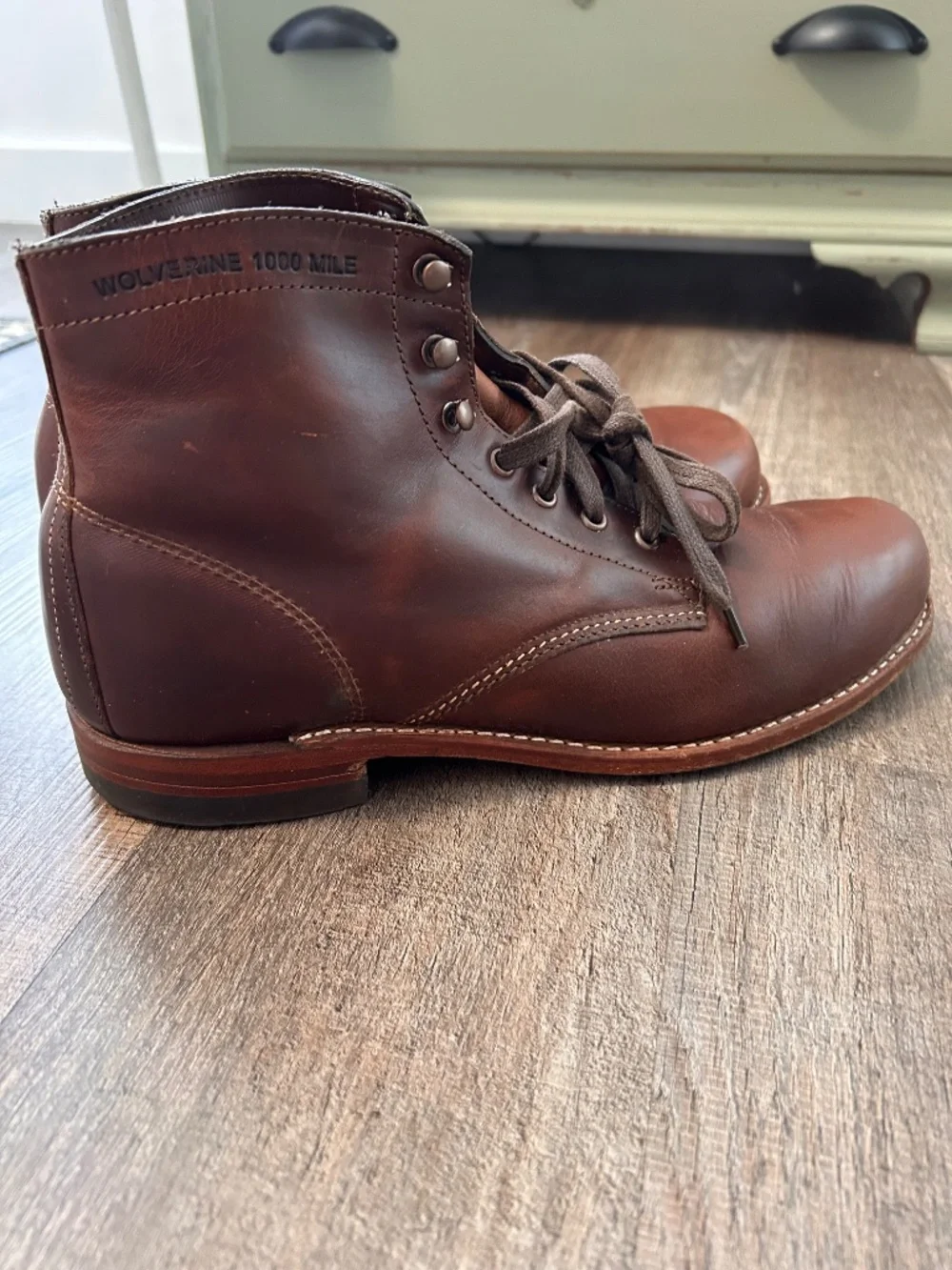 Wolverine 1000 Mile brown leather climber work classic lace up boots 10D